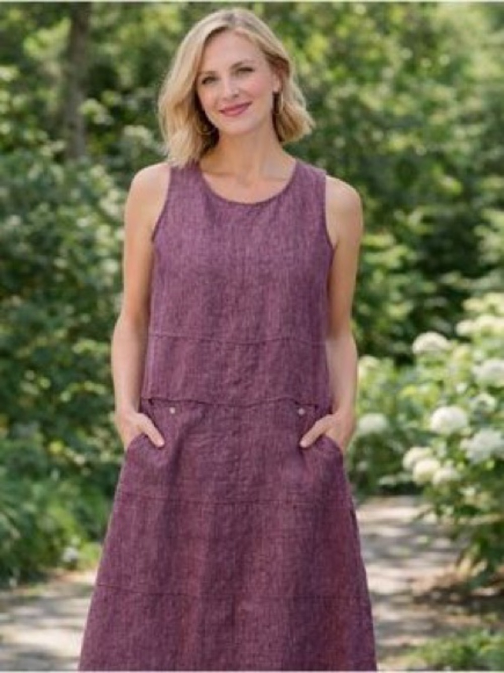 J Jill | Linen lilac midi knee length sleeveless dress Women’s size XL purejill